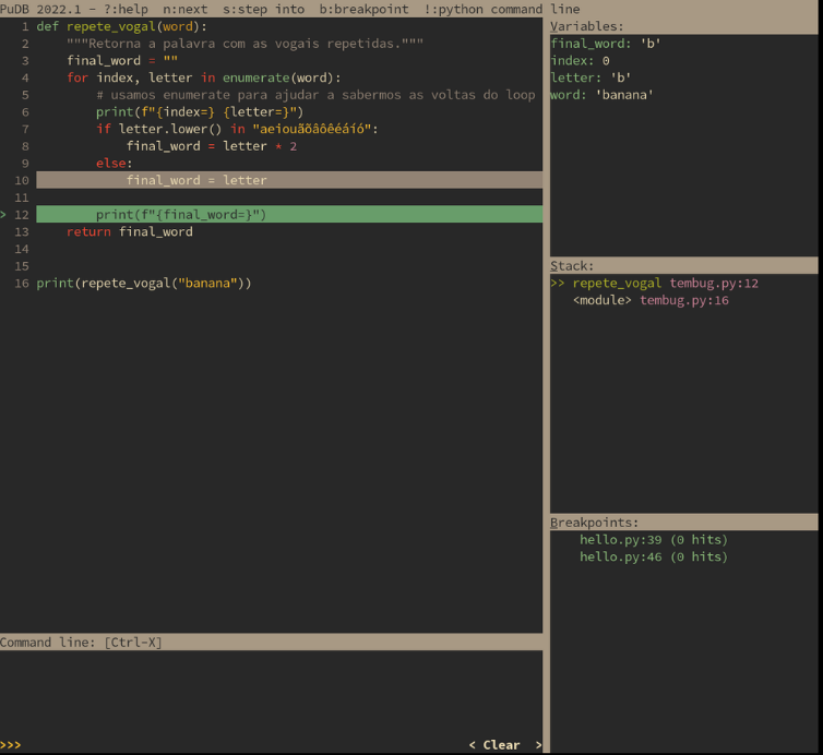 Debugging pudb